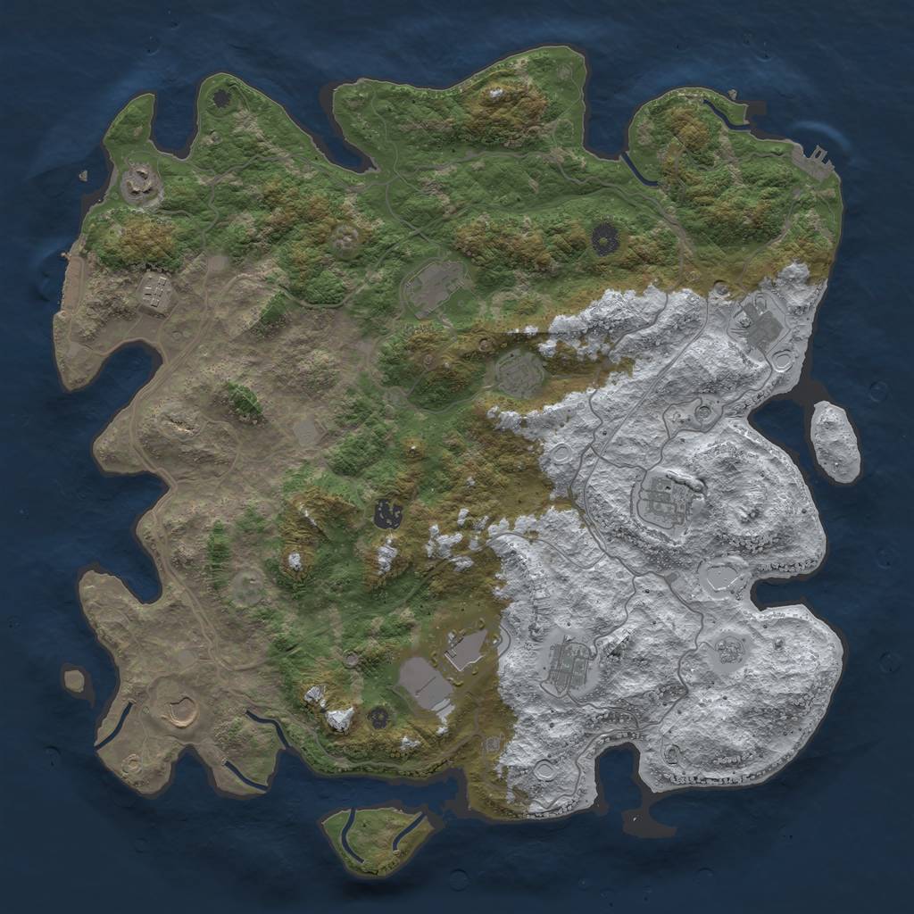 Rust Map: Procedural Map, Size: 4500, Seed: 1486740, 19 Monuments