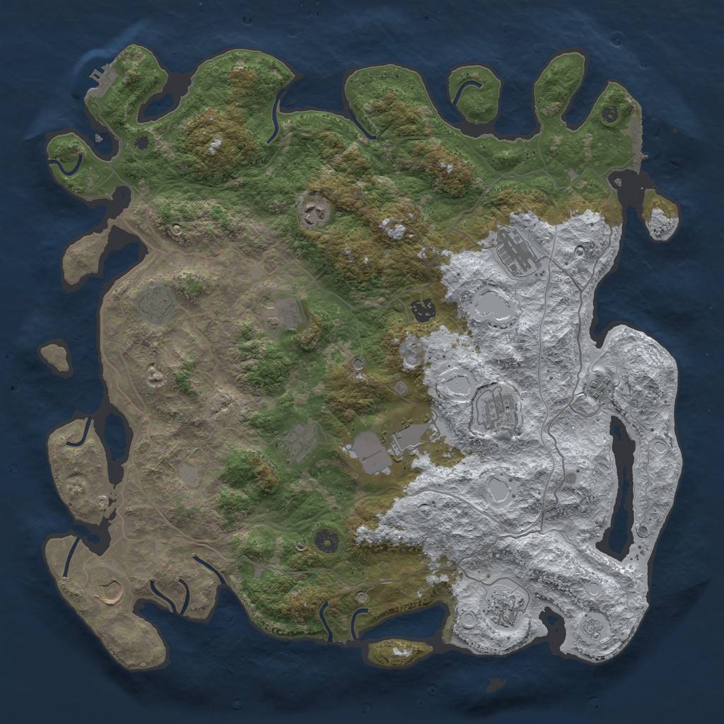 Rust Map: Procedural Map, Size: 4500, Seed: 1480976, 20 Monuments