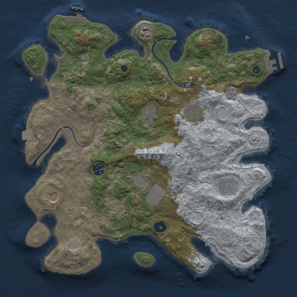 Rust Map: Procedural Map, Size: 3750, Seed: 12345672, 15 Monuments