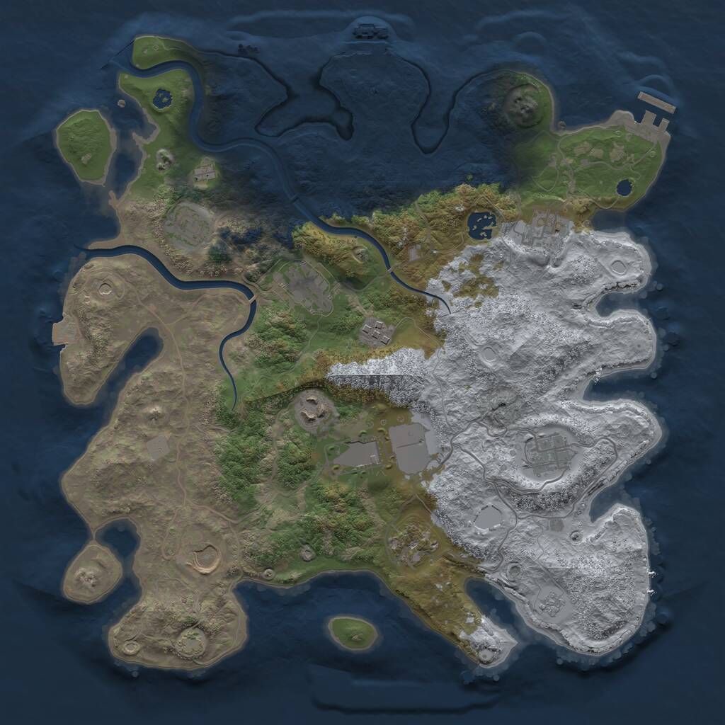 Rust Map: Procedural Map, Size: 3750, Seed: 12345672, 16 Monuments