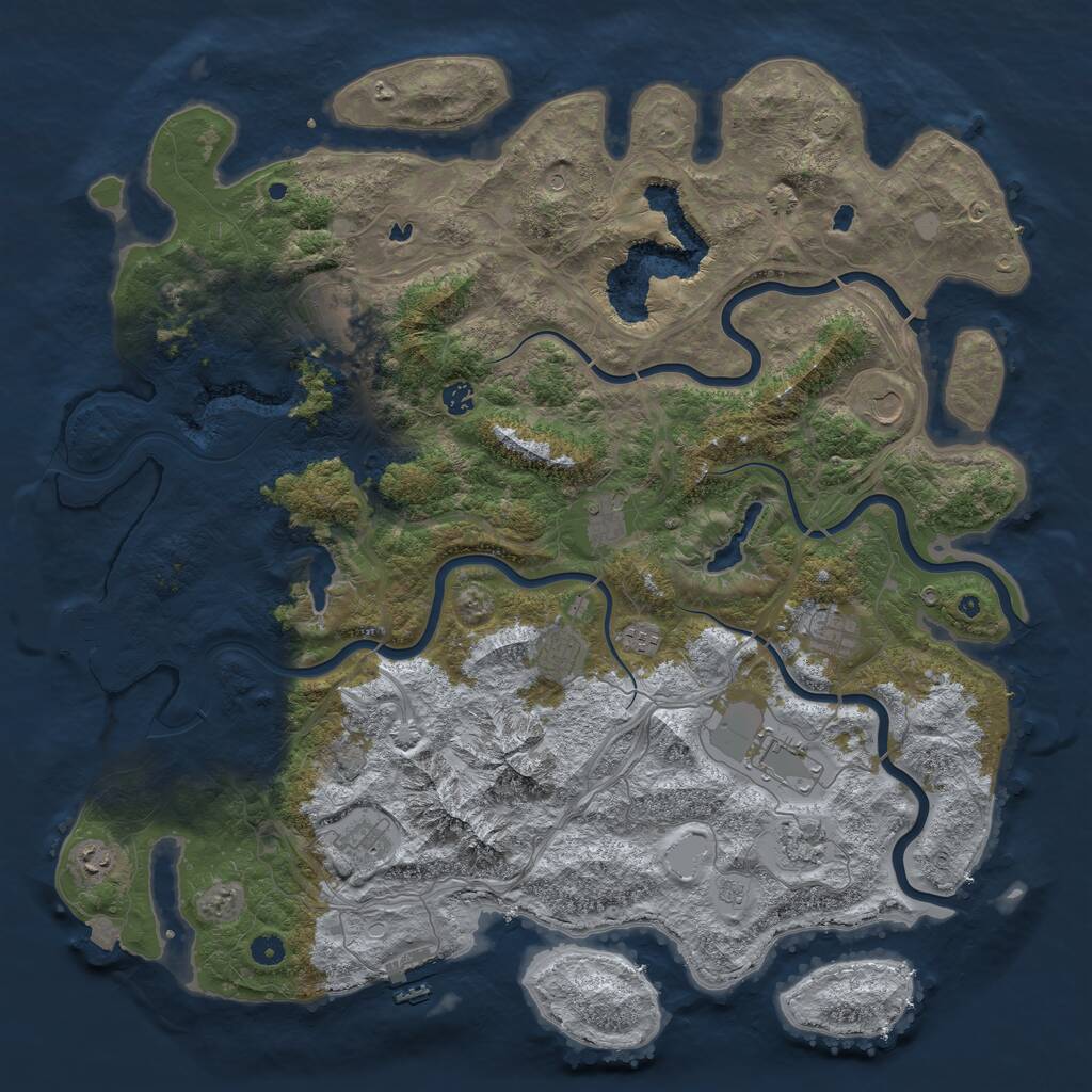 Rust Map: Procedural Map, Size: 5000, Seed: 1234567899, 17 Monuments