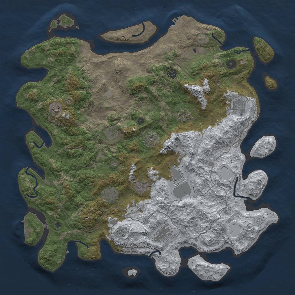 Rust Map: Procedural Map, Size: 4500, Seed: 5448772, 19 Monuments