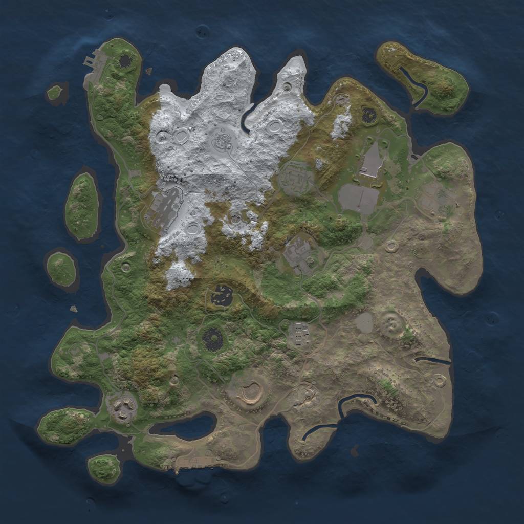 Rust Map: Procedural Map, Size: 3550, Seed: 3080979, 18 Monuments