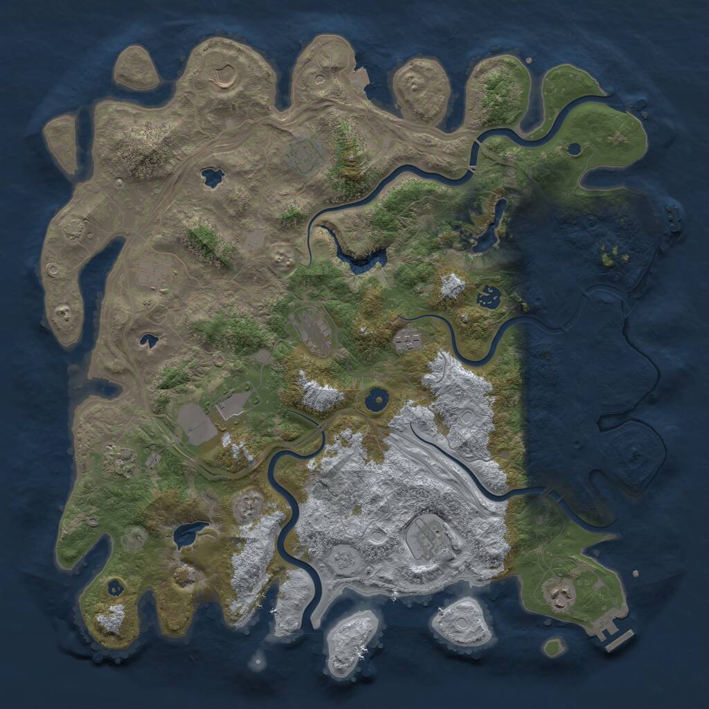 Rust Map: Procedural Map, Size: 4500, Seed: 258156, 16 Monuments