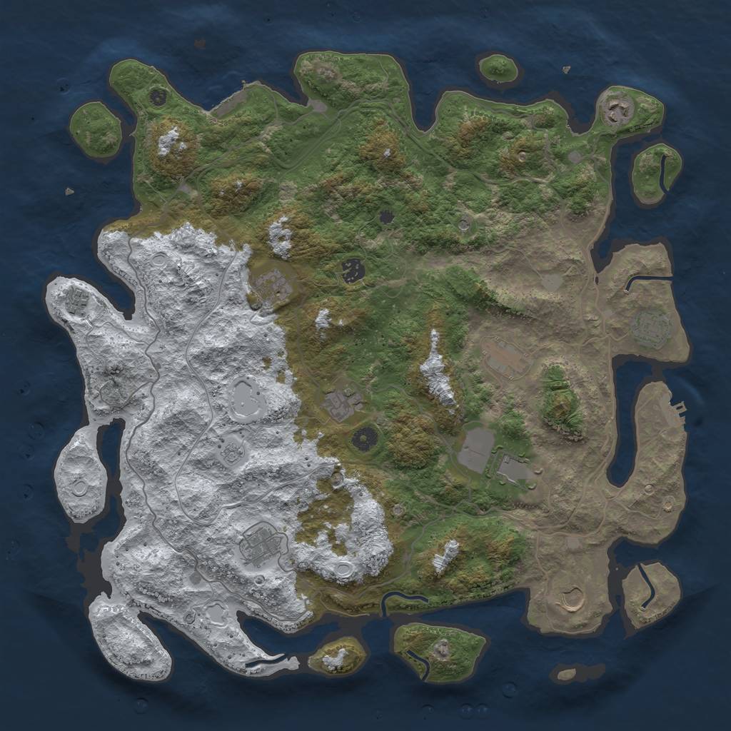 Rust Map: Procedural Map, Size: 4500, Seed: 5570521, 19 Monuments