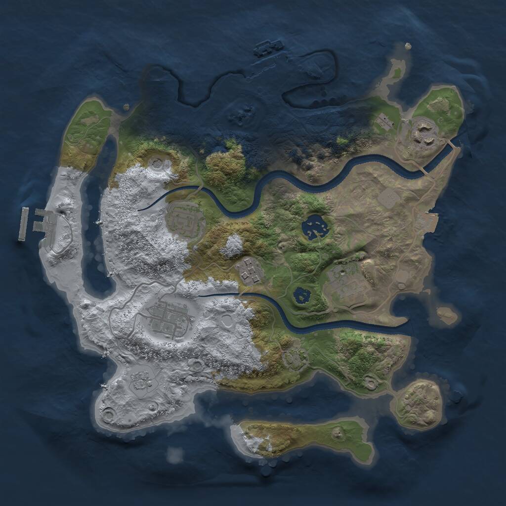 Rust Map: Procedural Map, Size: 3000, Seed: 58058, 12 Monuments