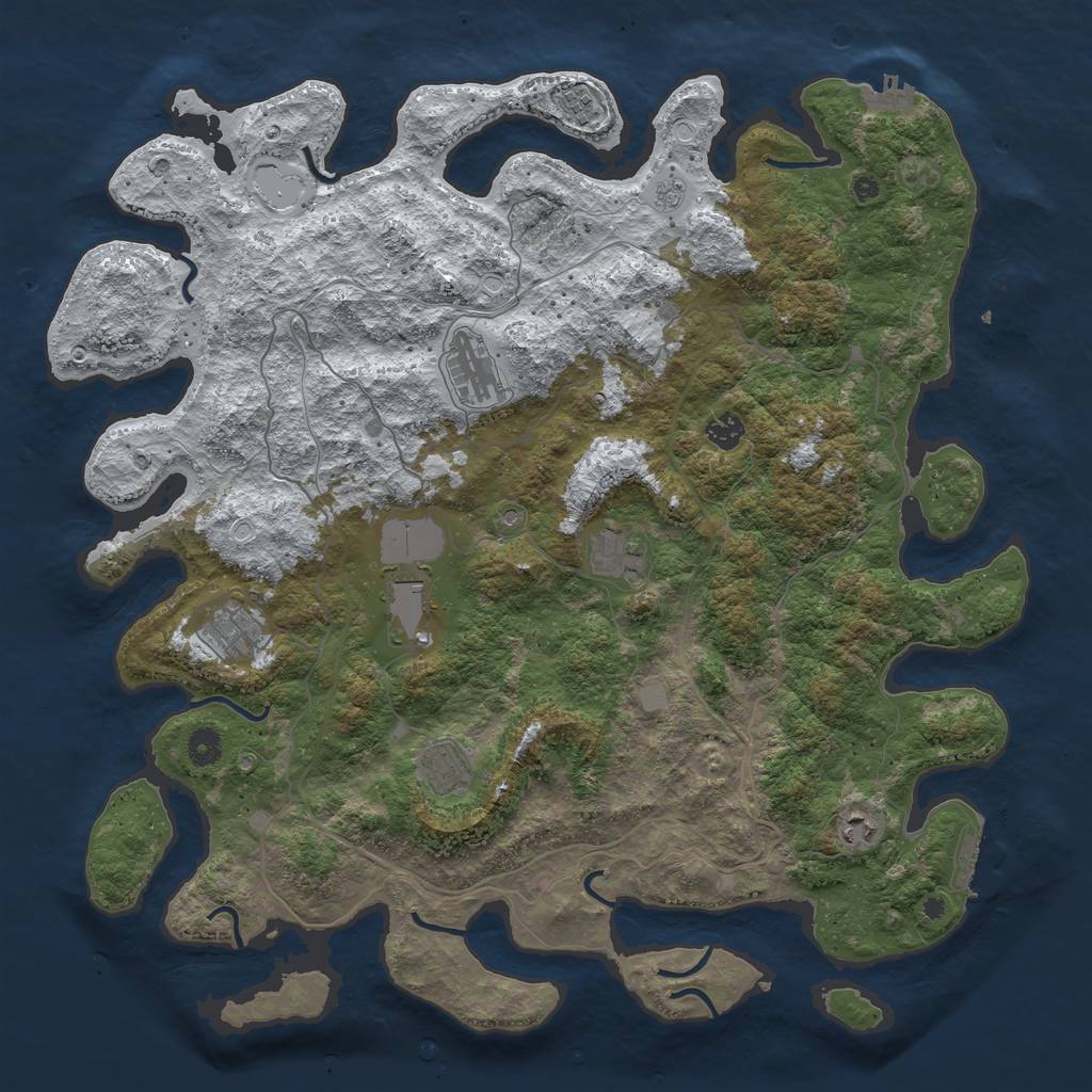 Rust Map: Procedural Map, Size: 4500, Seed: 4175812, 17 Monuments