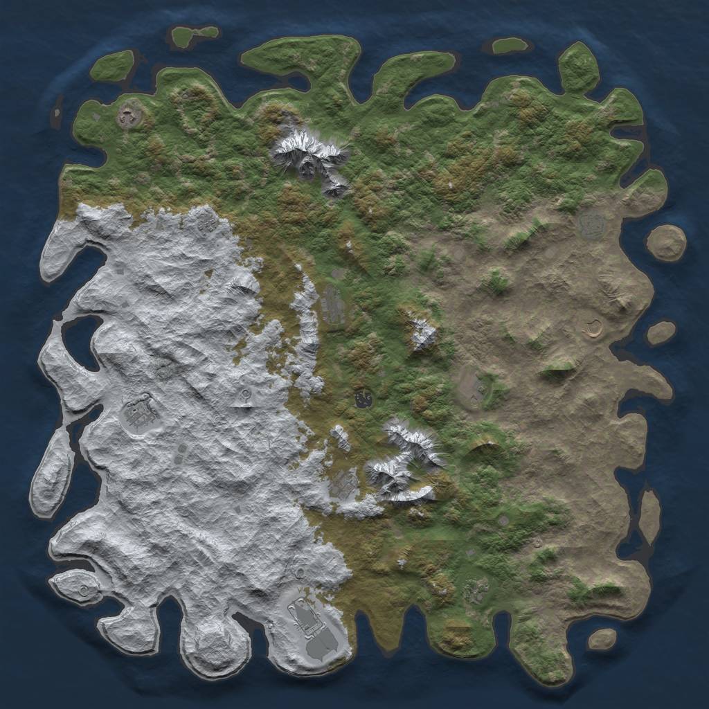 Rust Map: Barren, Size: 6000, Seed: 28742236, 14 Monuments