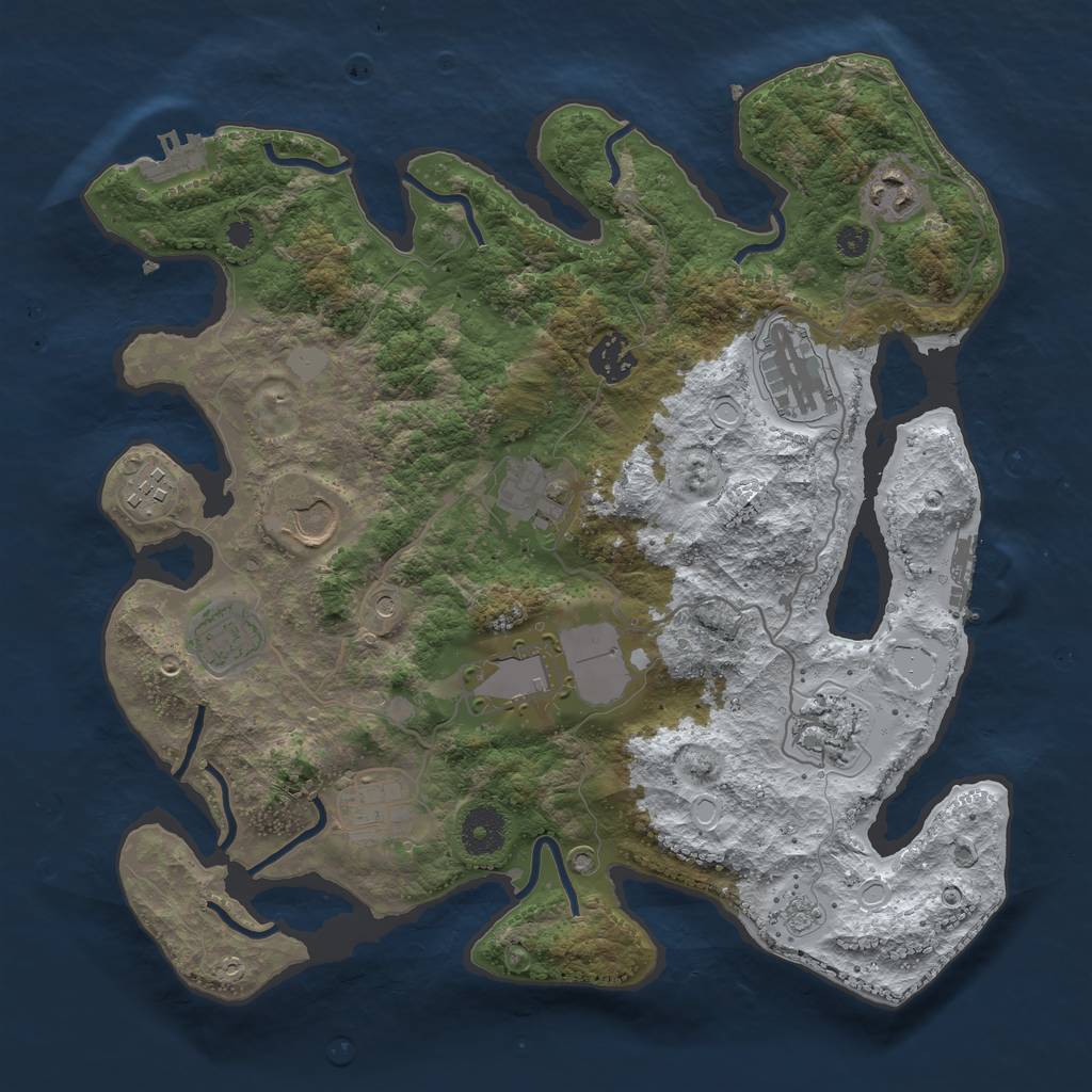 Rust Map: Procedural Map, Size: 3500, Seed: 917460903, 19 Monuments