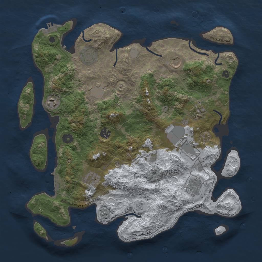 Rust Map: Procedural Map, Size: 3700, Seed: 791919637, 19 Monuments