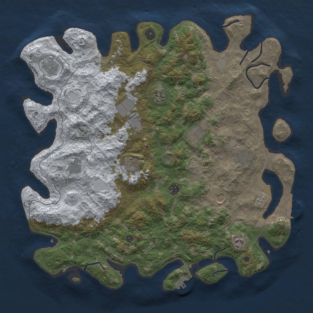 Rust Map: Procedural Map, Size: 4500, Seed: 1221536346, 20 Monuments