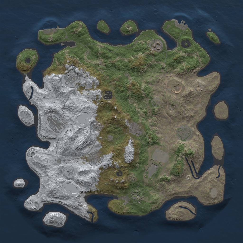 Rust Map: Procedural Map, Size: 3950, Seed: 904671223, 20 Monuments