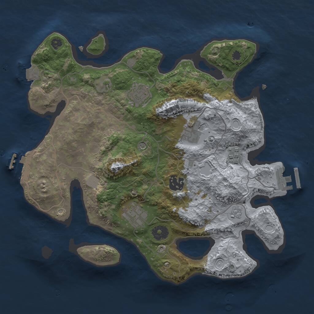Rust Map: Procedural Map, Size: 3000, Seed: 1387091601, 10 Monuments