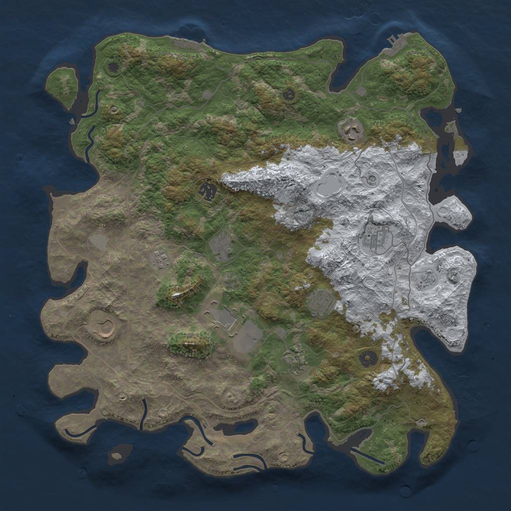Rust Map: Procedural Map, Size: 4300, Seed: 1536093844, 18 Monuments