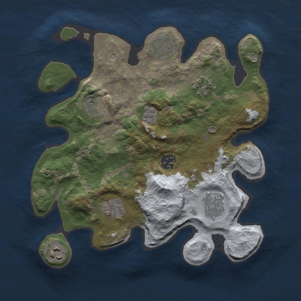Rust Map: Barren, Size: 3000, Seed: 28015, 11 Monuments