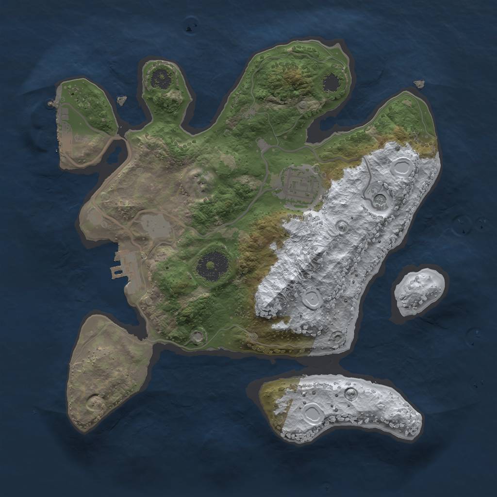 Rust Map: Procedural Map, Size: 2500, Seed: 121282, 9 Monuments