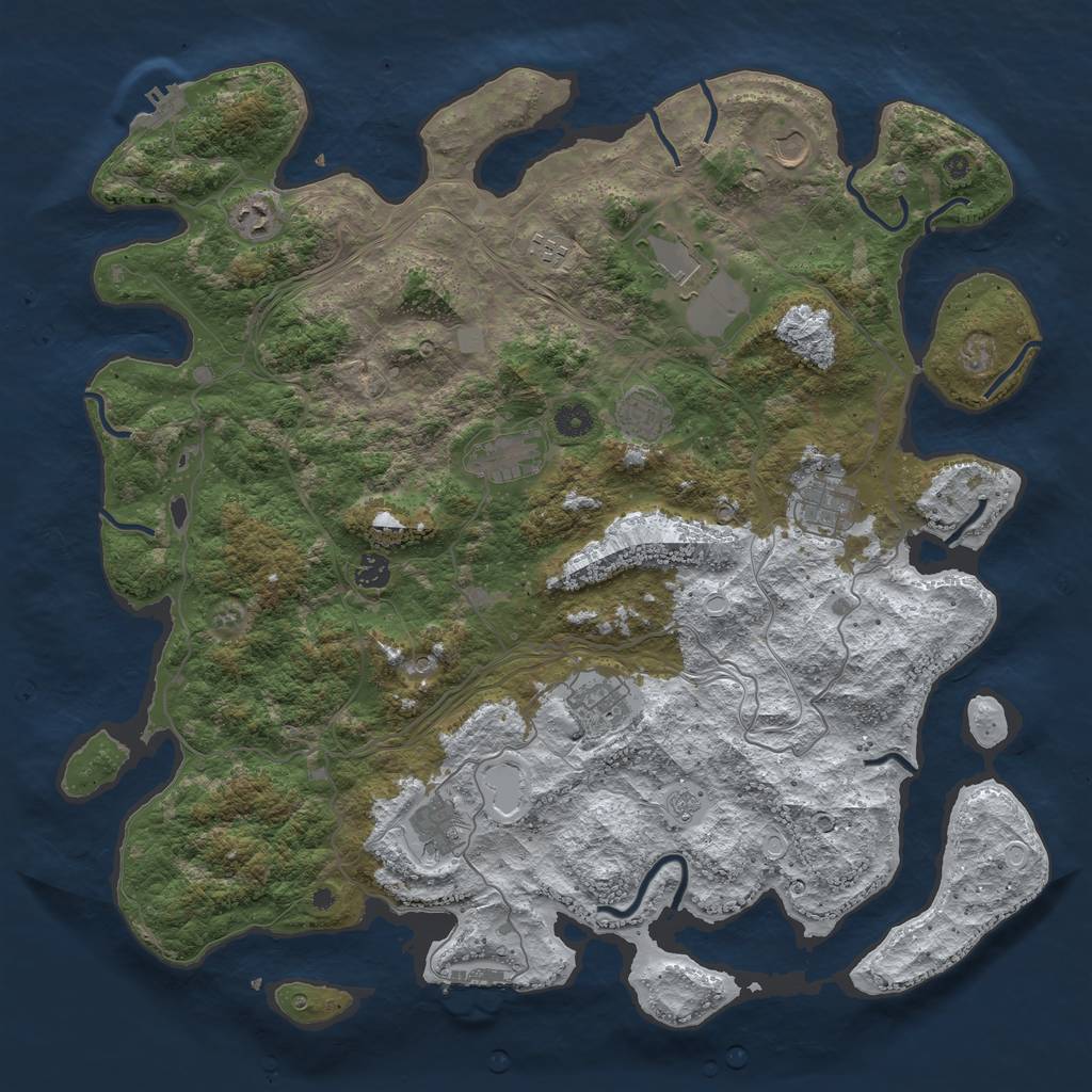 Rust Map: Procedural Map, Size: 4500, Seed: 6285254, 19 Monuments