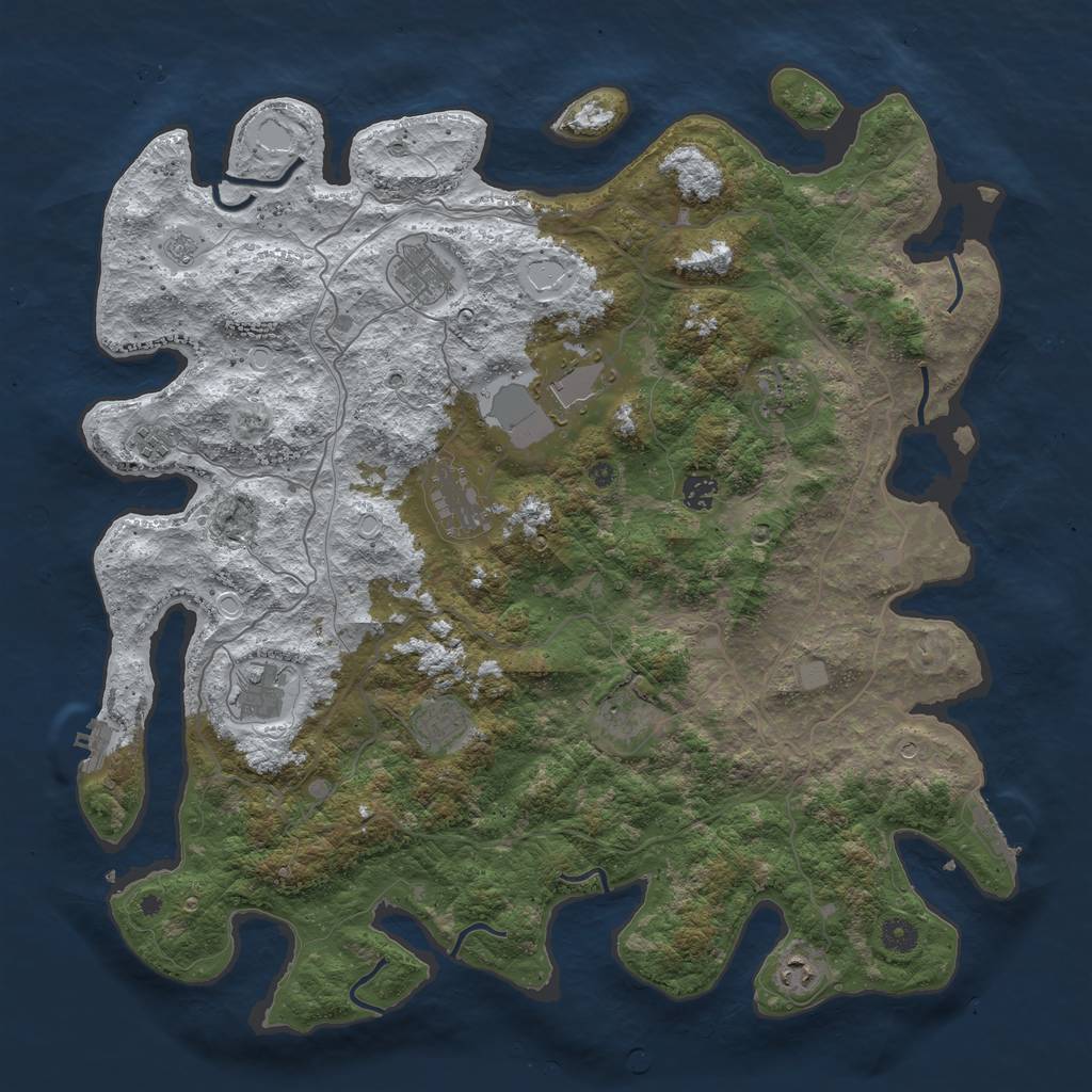Rust Map: Procedural Map, Size: 4500, Seed: 4430334, 19 Monuments