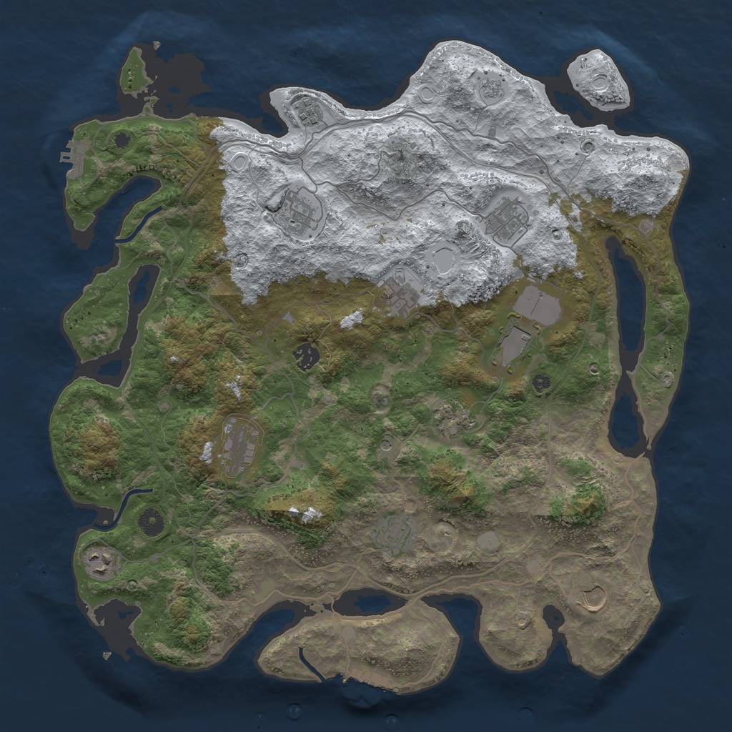 Rust Map: Procedural Map, Size: 4250, Seed: 1041281733, 20 Monuments