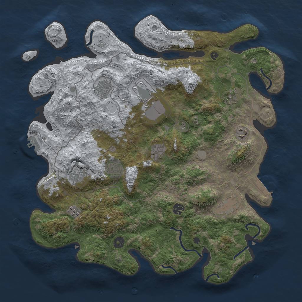 Rust Map: Procedural Map, Size: 4000, Seed: 836429069, 19 Monuments