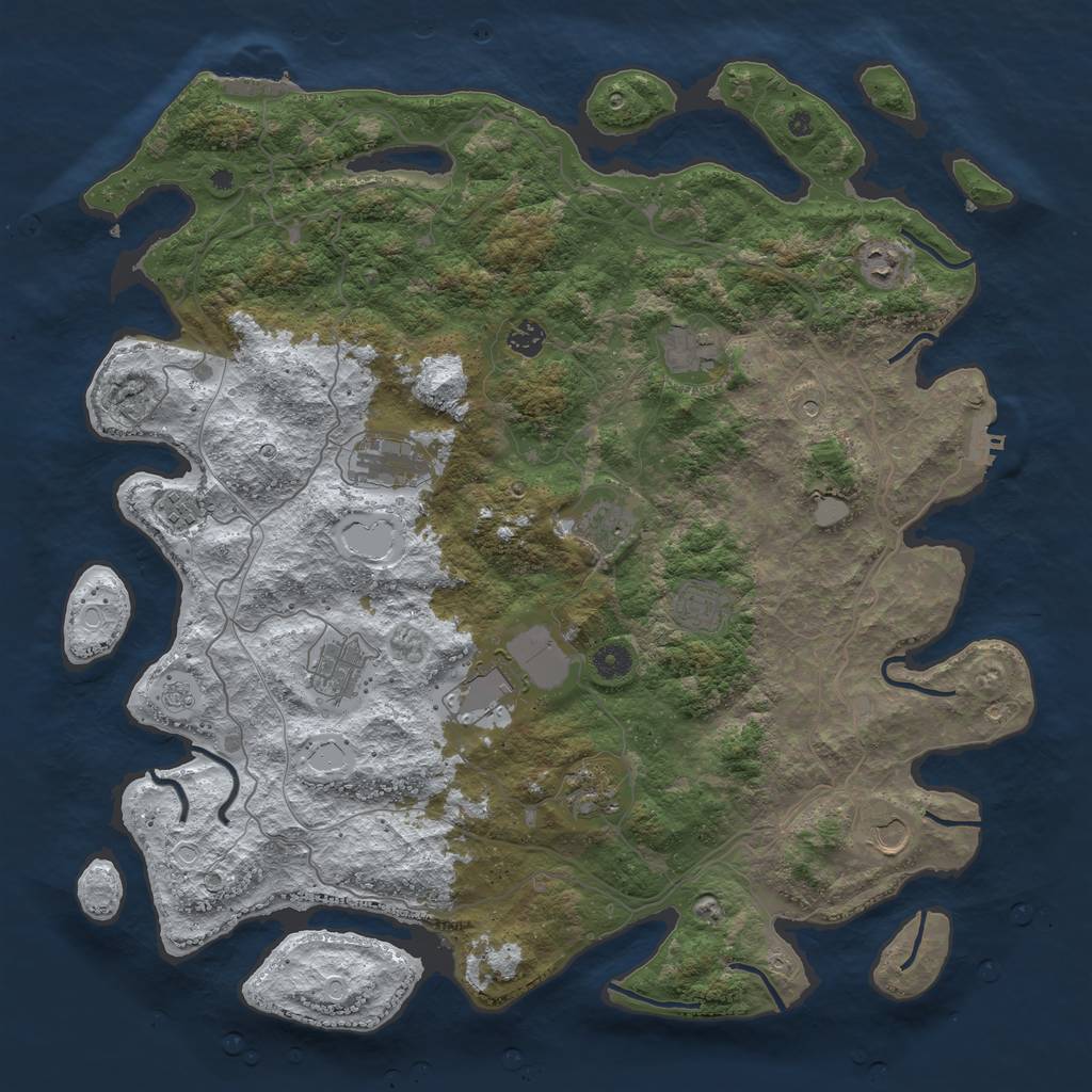 Rust Map: Procedural Map, Size: 4500, Seed: 3942766, 20 Monuments