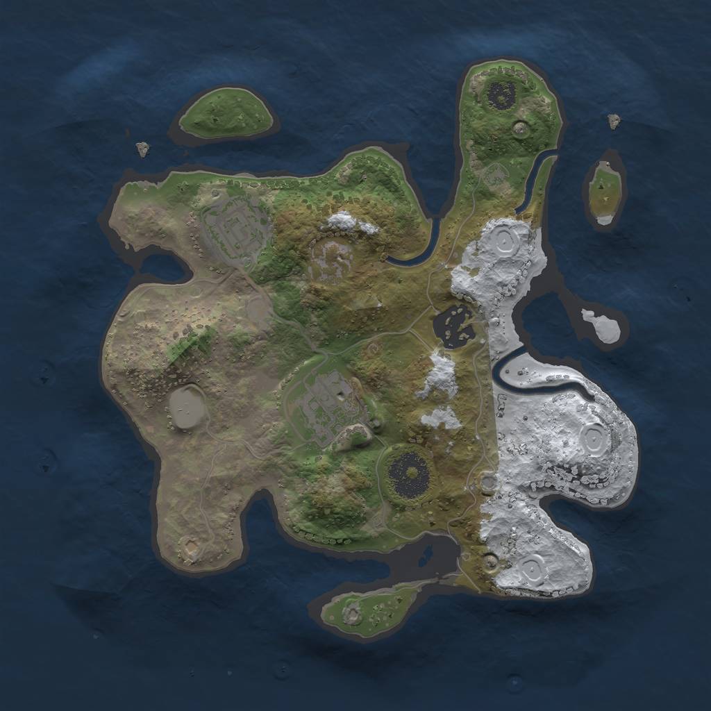 Rust Map: Procedural Map, Size: 2500, Seed: 2144, 8 Monuments