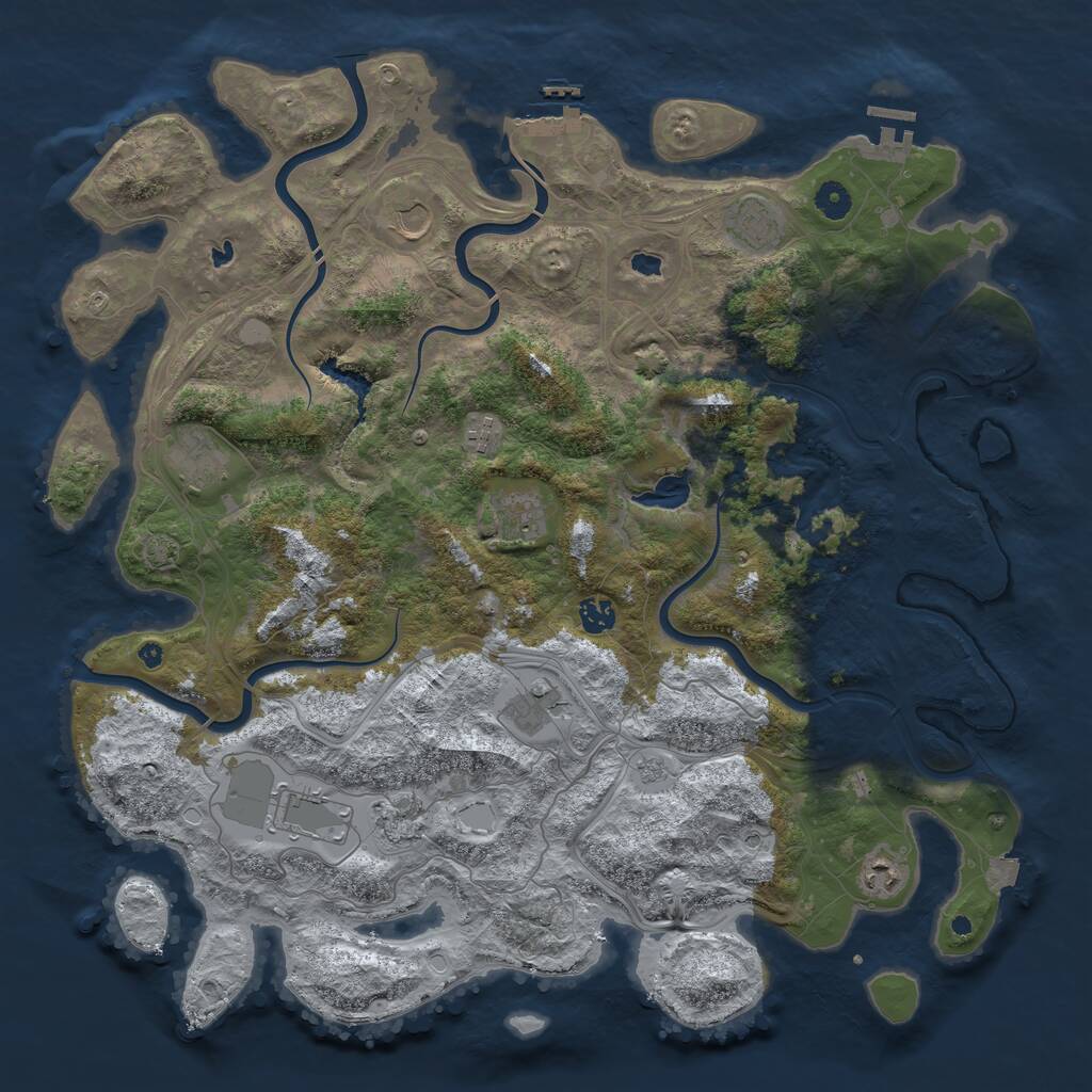 Rust Map: Procedural Map, Size: 4500, Seed: 1536119, 16 Monuments