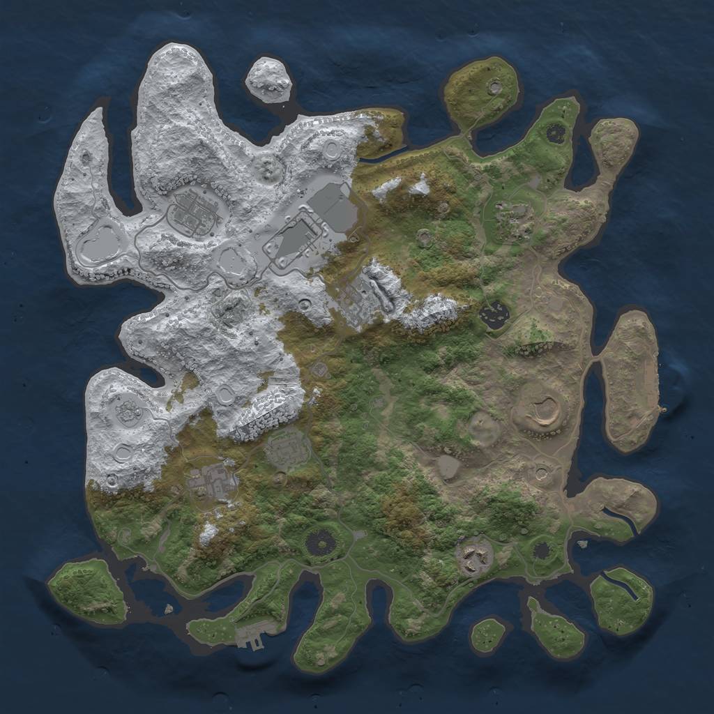 Rust Map: Procedural Map, Size: 3800, Seed: 388746, 18 Monuments