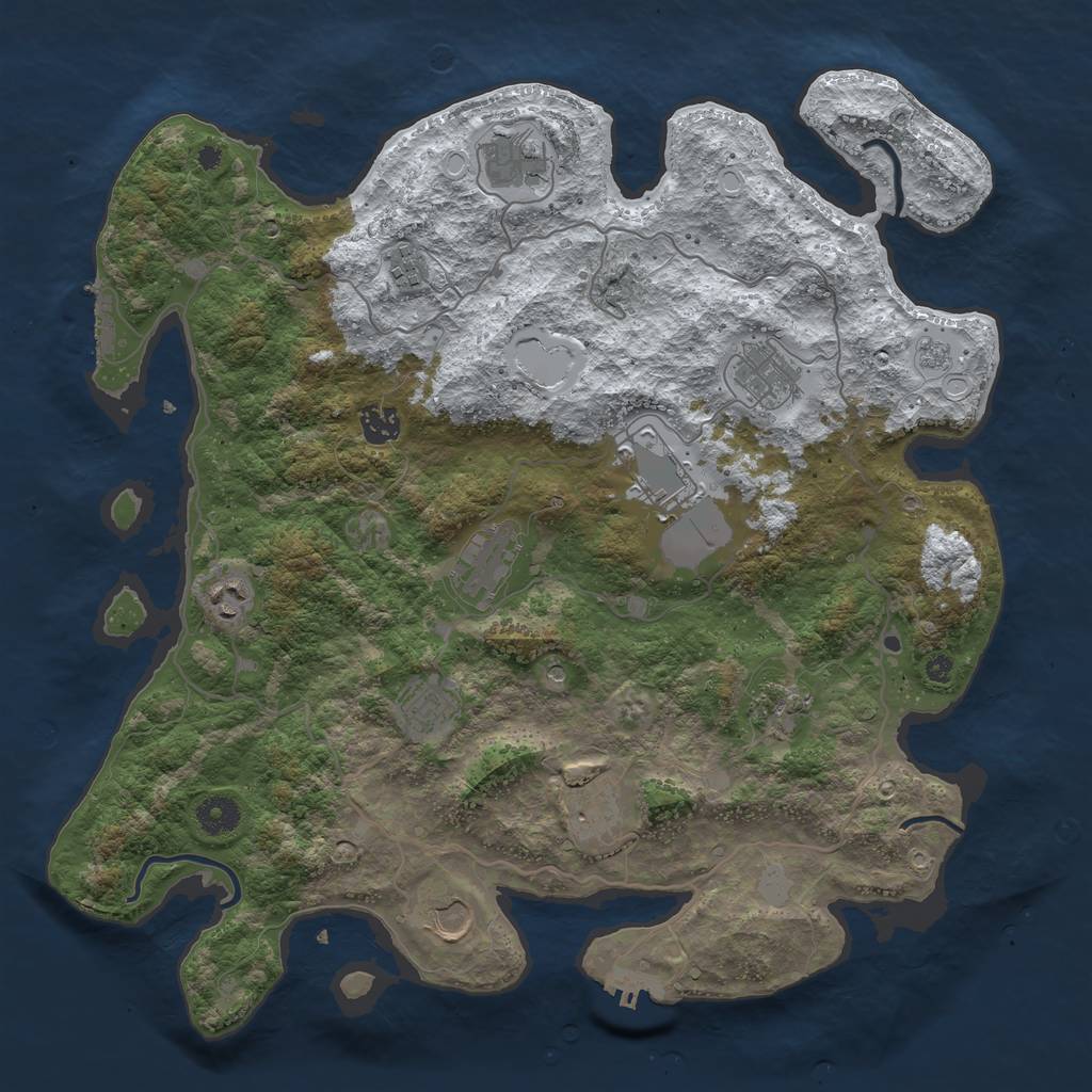 Rust Map: Procedural Map, Size: 4000, Seed: 21325, 20 Monuments