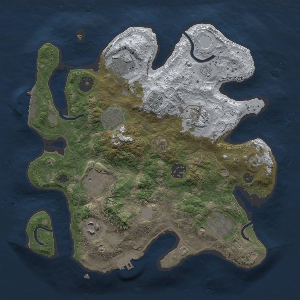 Rust Map: Procedural Map, Size: 3000, Seed: 6663600, 16 Monuments