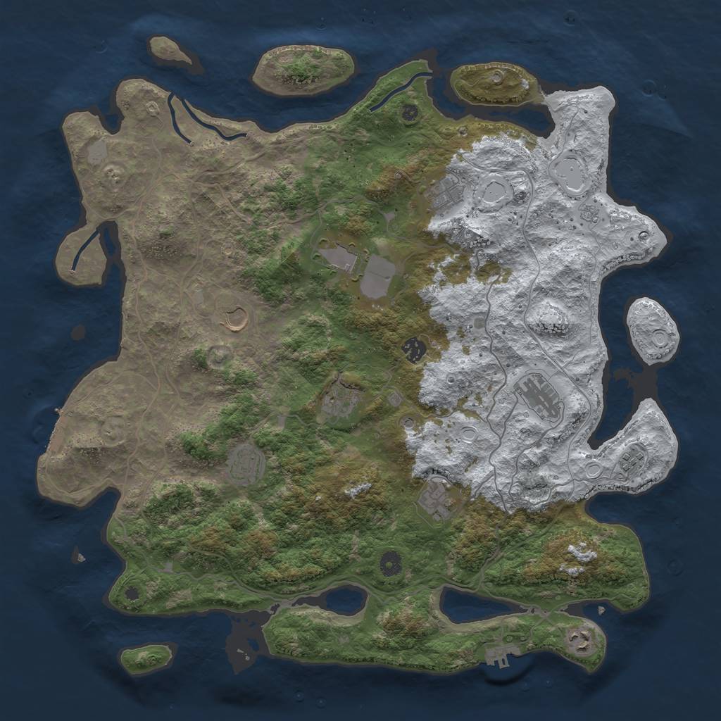 Rust Map: Procedural Map, Size: 4500, Seed: 2510945, 19 Monuments