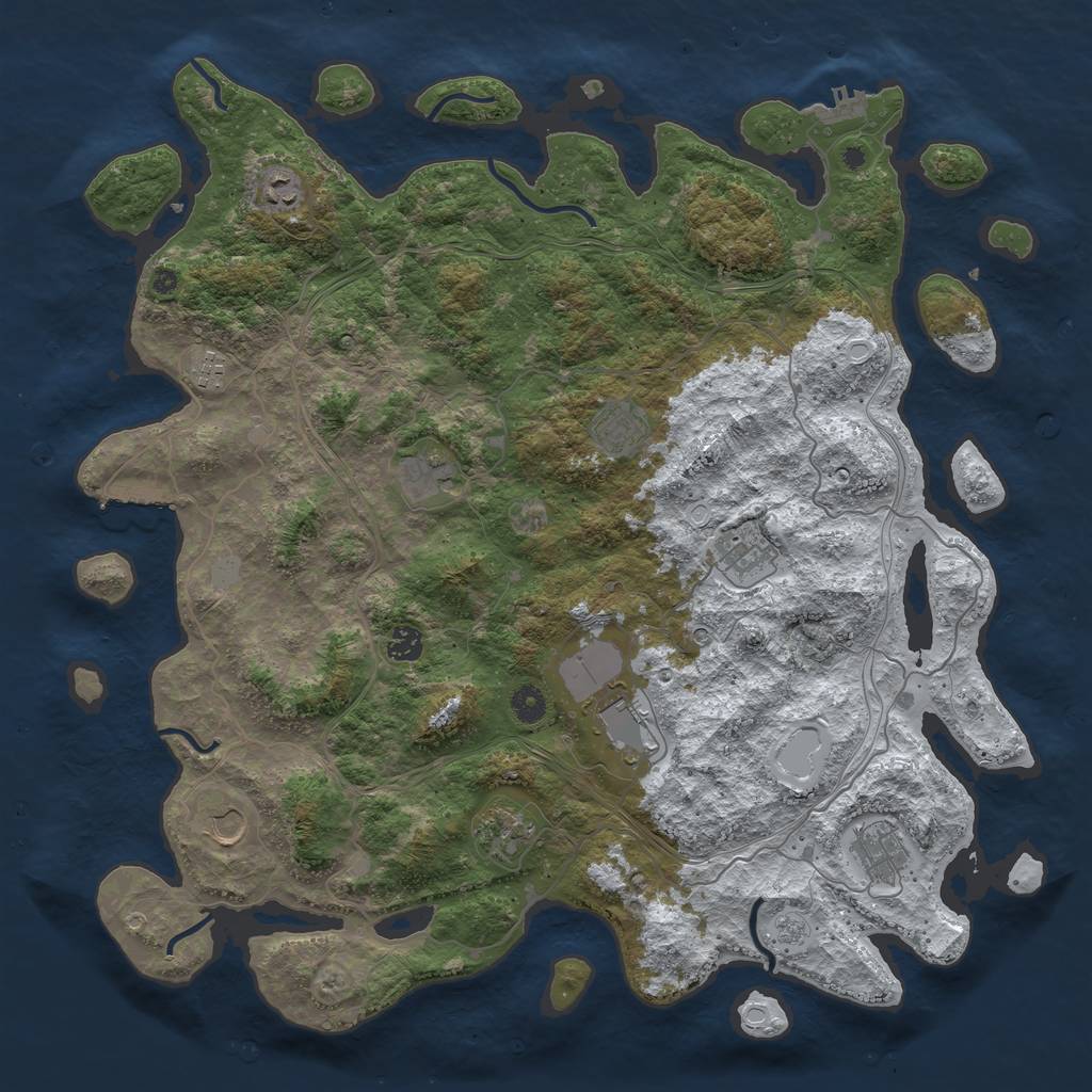 Rust Map: Procedural Map, Size: 4500, Seed: 2288173, 19 Monuments