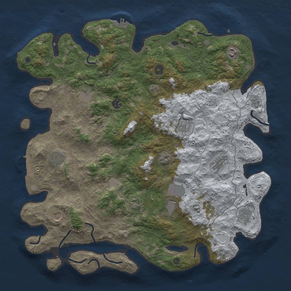 Rust Map: Procedural Map, Size: 4500, Seed: 5801687, 20 Monuments