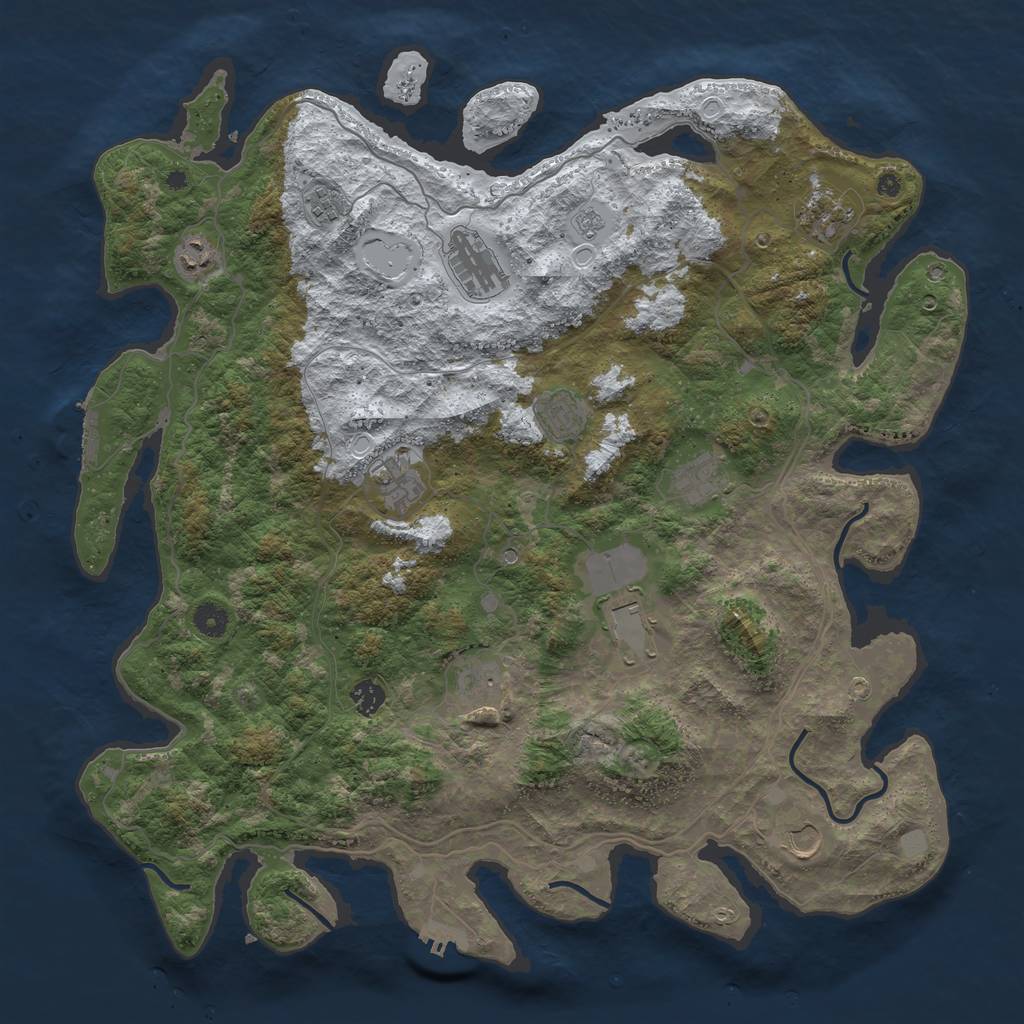 Rust Map: Procedural Map, Size: 4500, Seed: 3974362, 20 Monuments