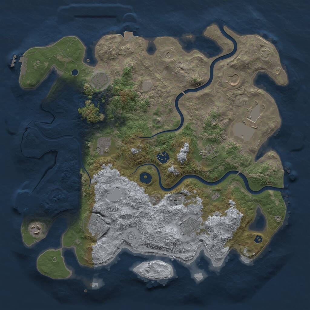 Rust Map: Procedural Map, Size: 3950, Seed: 819804438, 16 Monuments