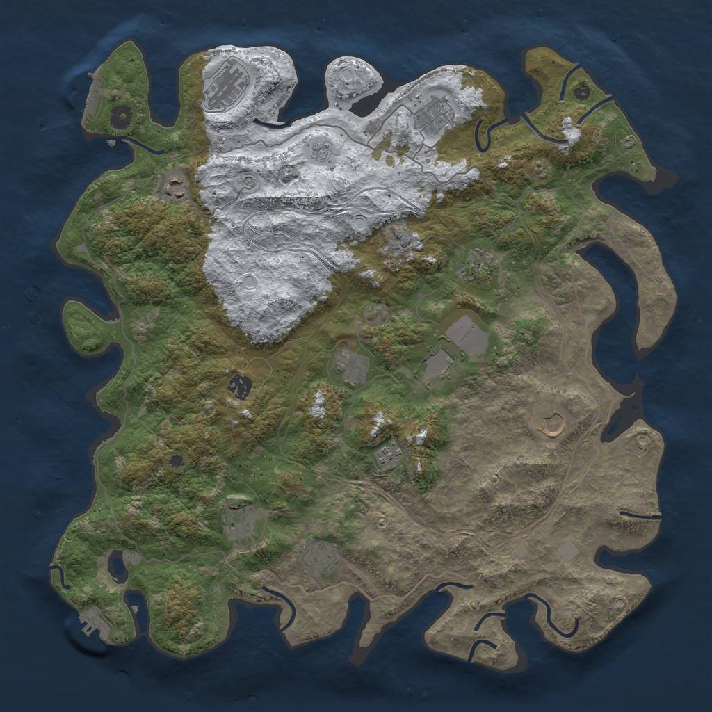 Rust Map: Procedural Map, Size: 4500, Seed: 5296001, 20 Monuments