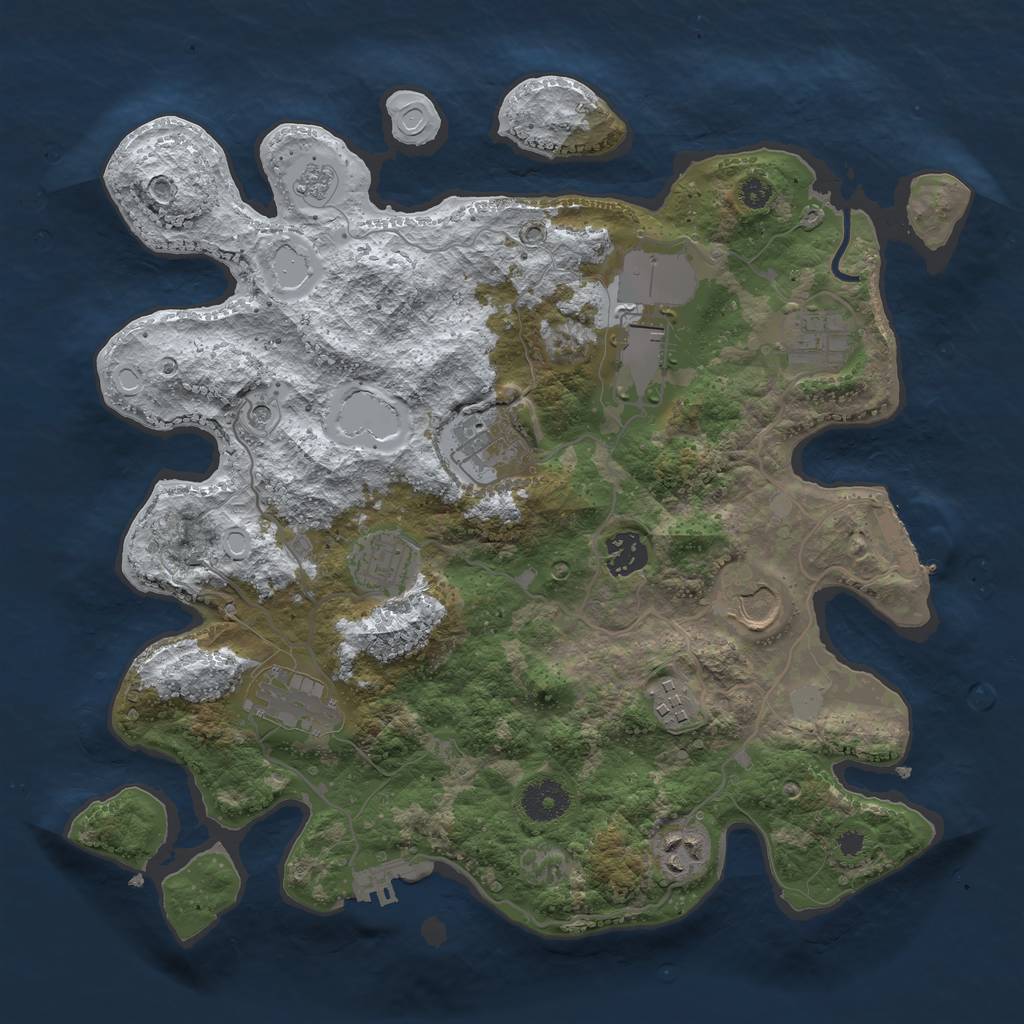 Rust Map: Procedural Map, Size: 3500, Seed: 1832102187, 18 Monuments