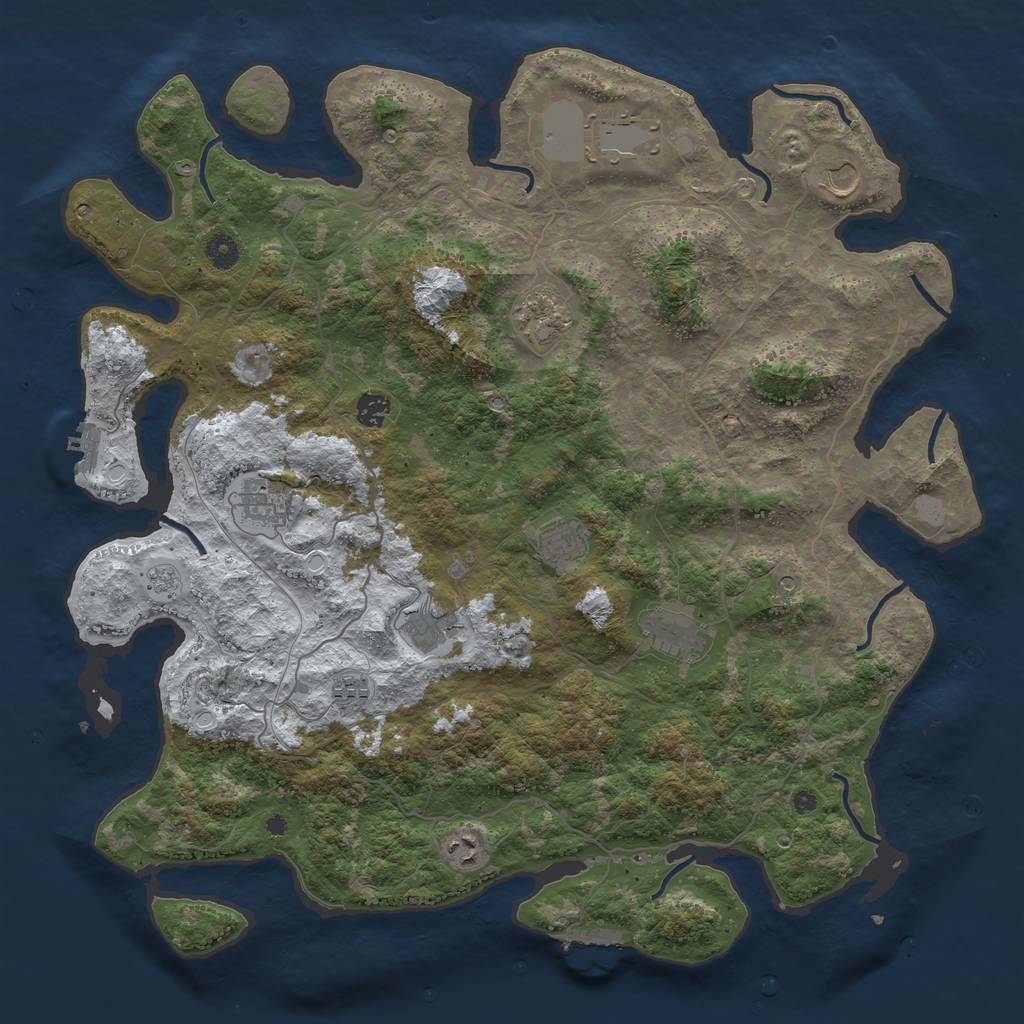 Rust Map: Procedural Map, Size: 4500, Seed: 2330012, 19 Monuments