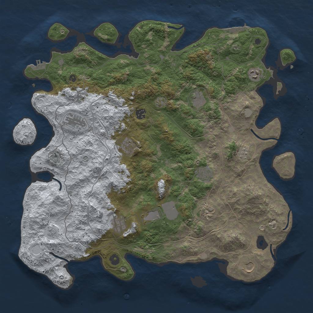 Rust Map: Procedural Map, Size: 4500, Seed: 1953841932, 20 Monuments