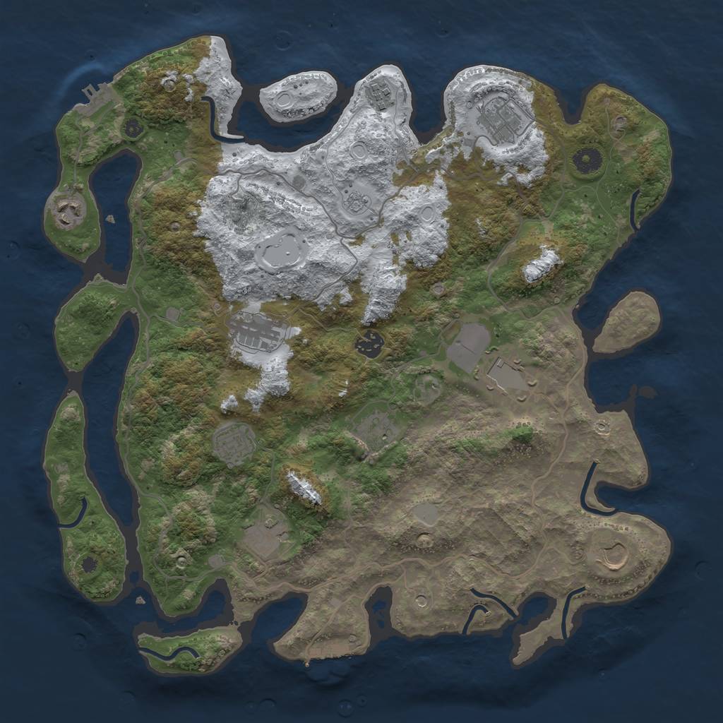 Rust Map: Procedural Map, Size: 4000, Seed: 7162, 19 Monuments