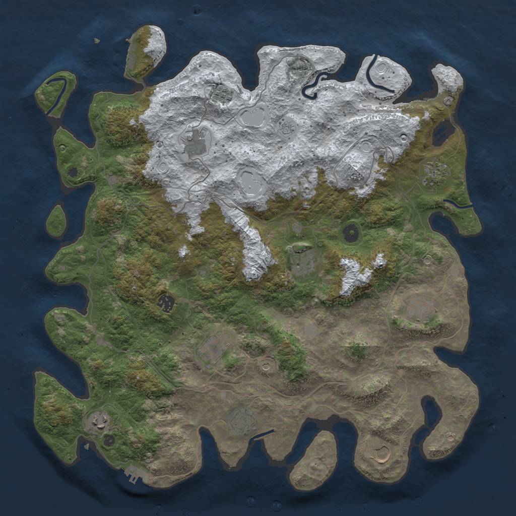 Rust Map: Procedural Map, Size: 4500, Seed: 1707648, 19 Monuments