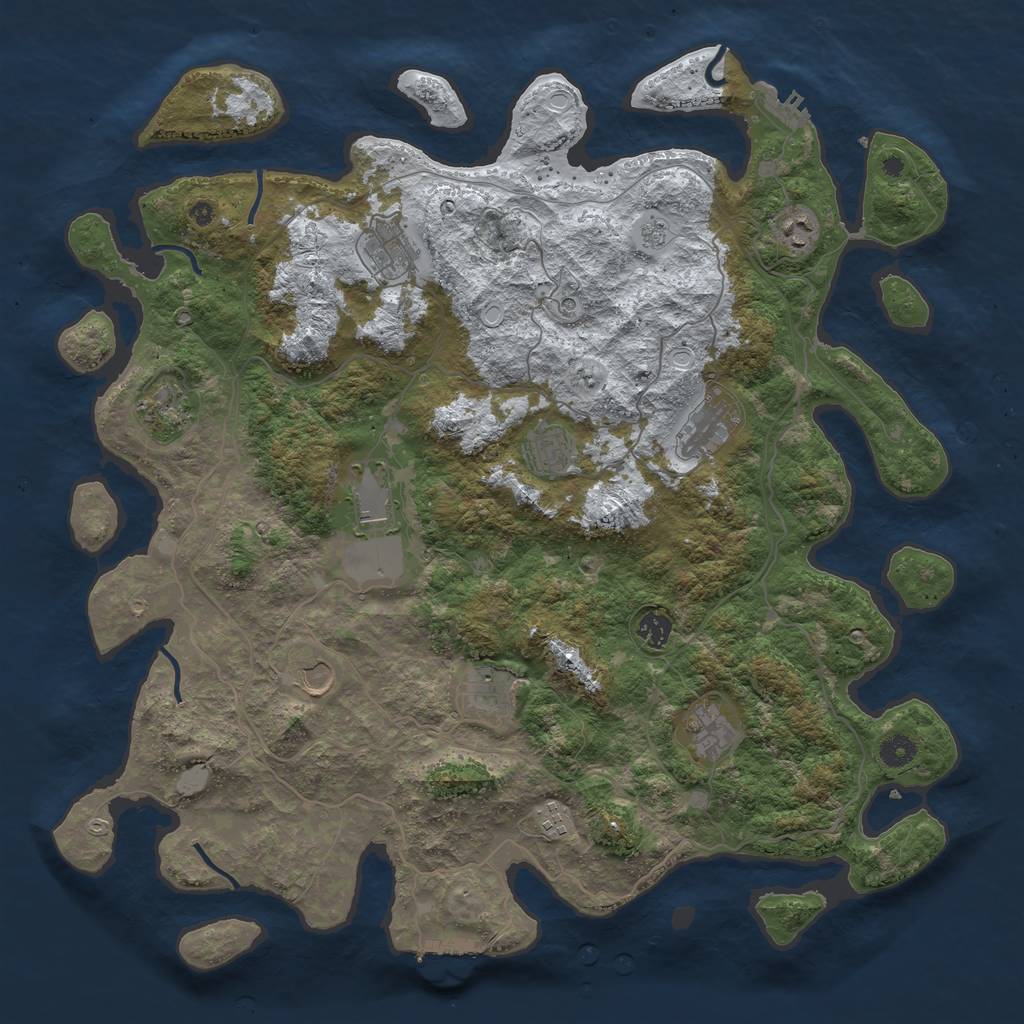 Rust Map: Procedural Map, Size: 4500, Seed: 8572, 20 Monuments