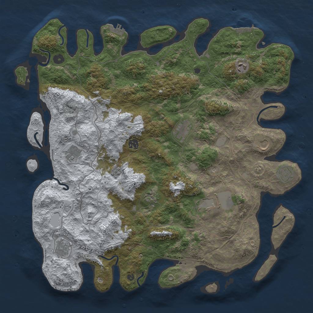 Rust Map: Procedural Map, Size: 4500, Seed: 506080609, 19 Monuments