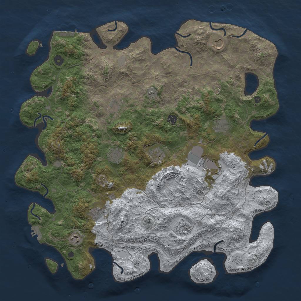 Rust Map: Procedural Map, Size: 4500, Seed: 1152717, 20 Monuments