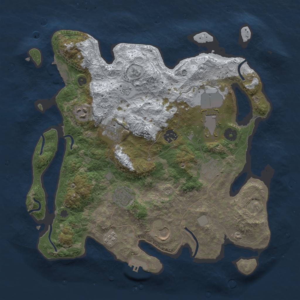 Rust Map: Procedural Map, Size: 3500, Seed: 265, 17 Monuments