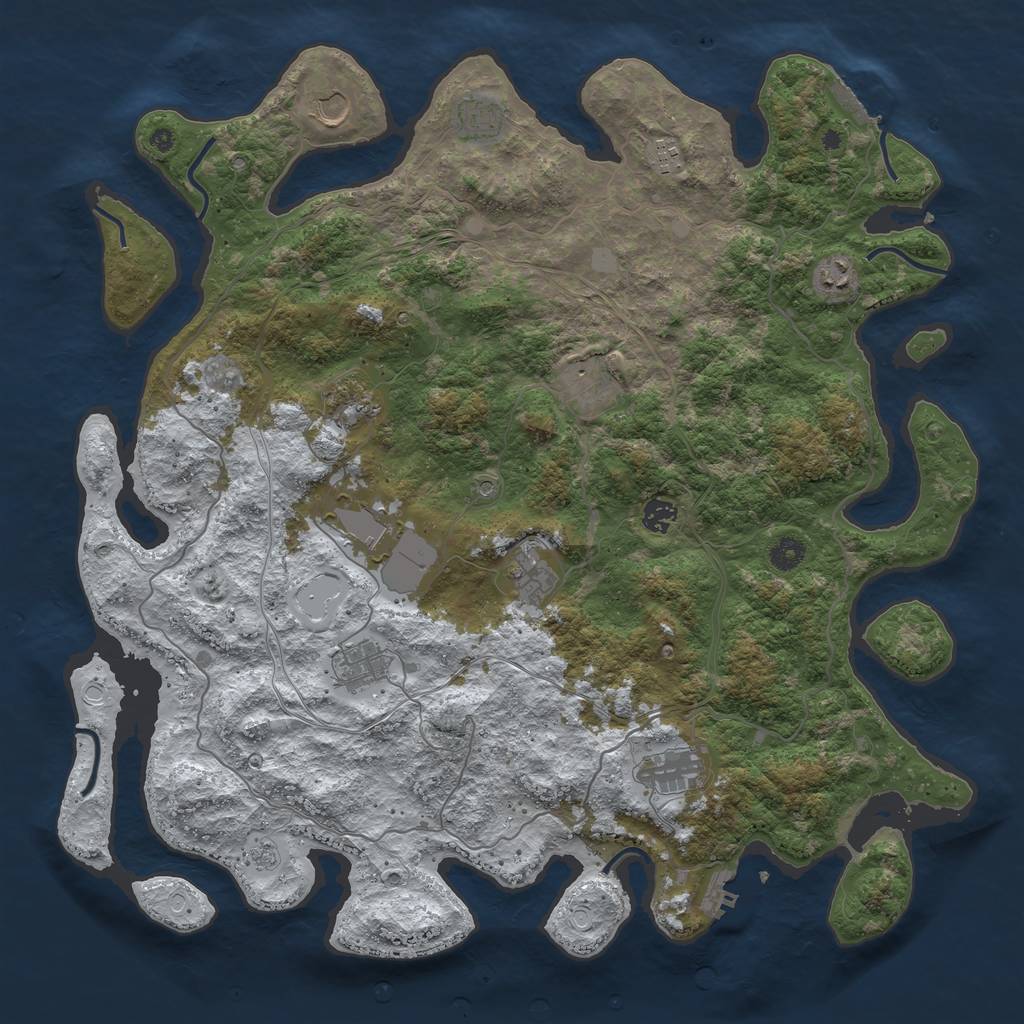 Rust Map: Procedural Map, Size: 4500, Seed: 2859492, 20 Monuments