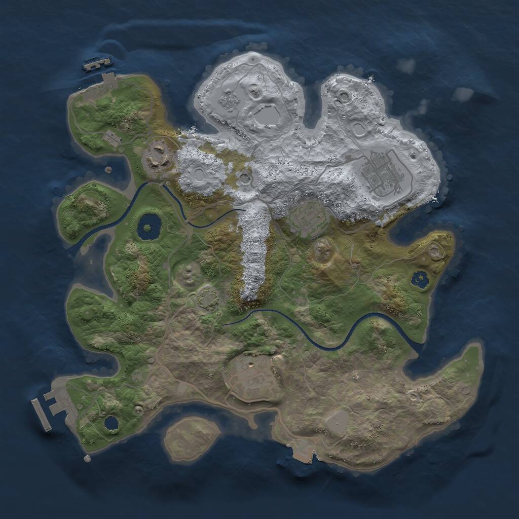 Rust Map: Procedural Map, Size: 3001, Seed: 13825, 10 Monuments