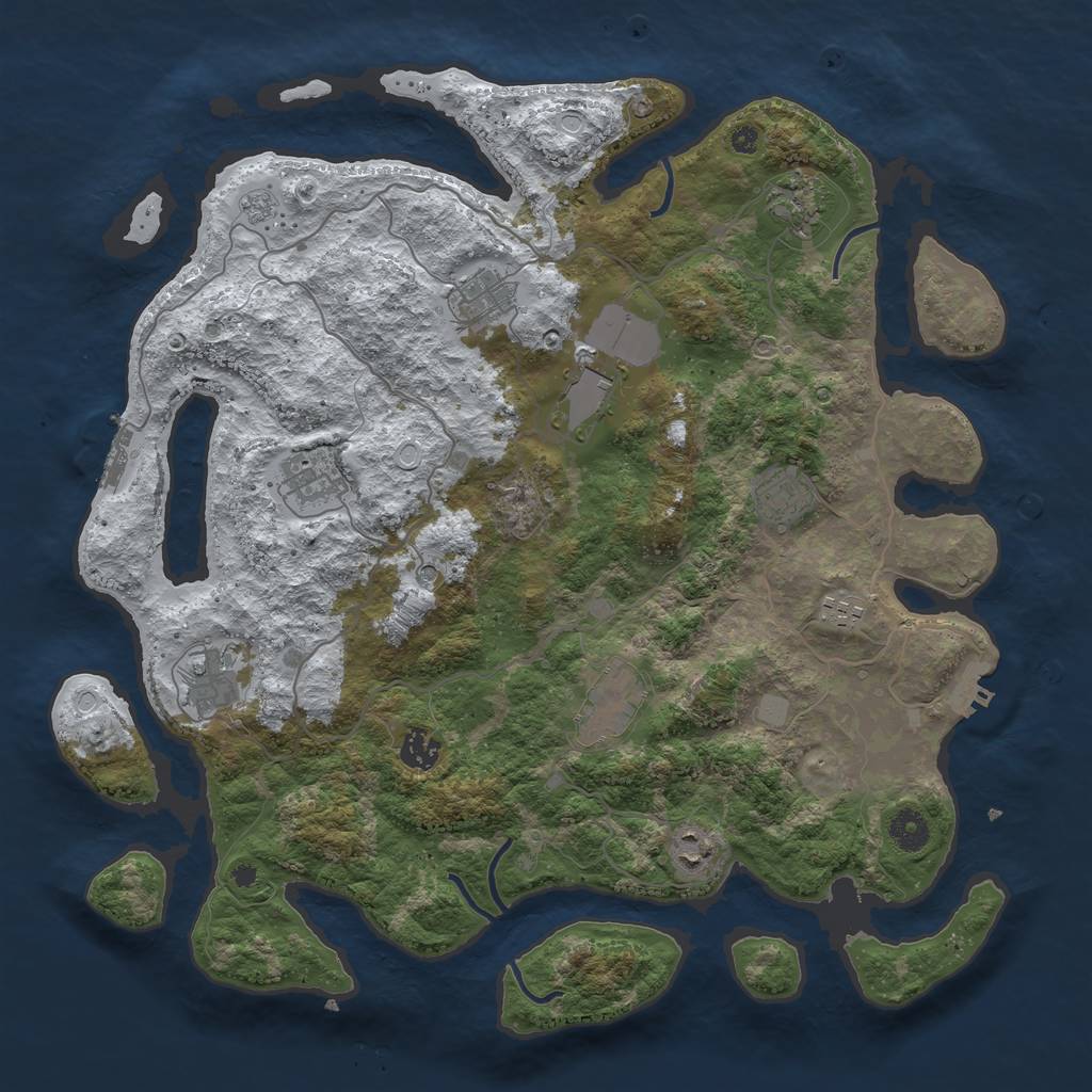 Rust Map: Procedural Map, Size: 4050, Seed: 141077440, 19 Monuments