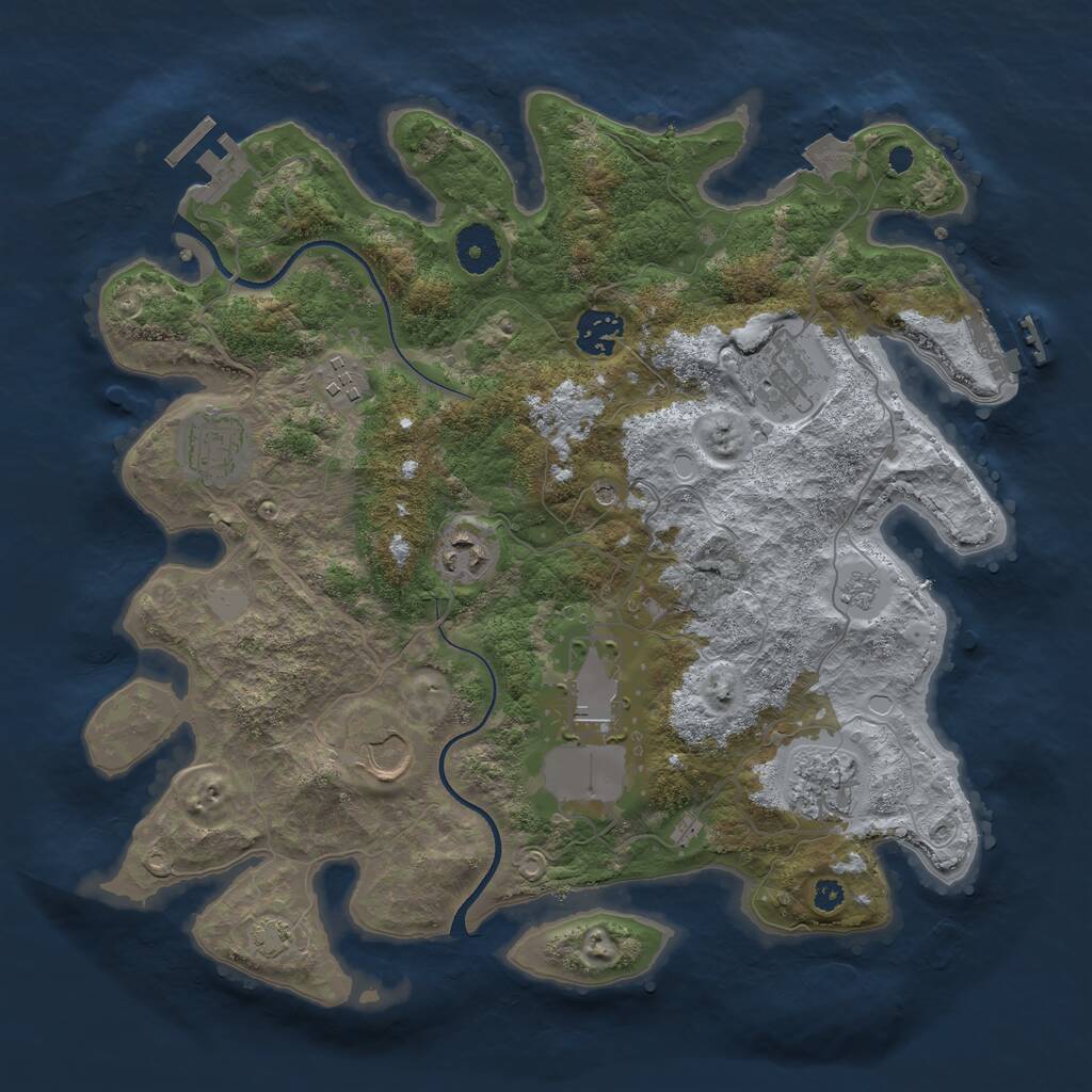 Rust Map: Procedural Map, Size: 3500, Seed: 690420, 14 Monuments
