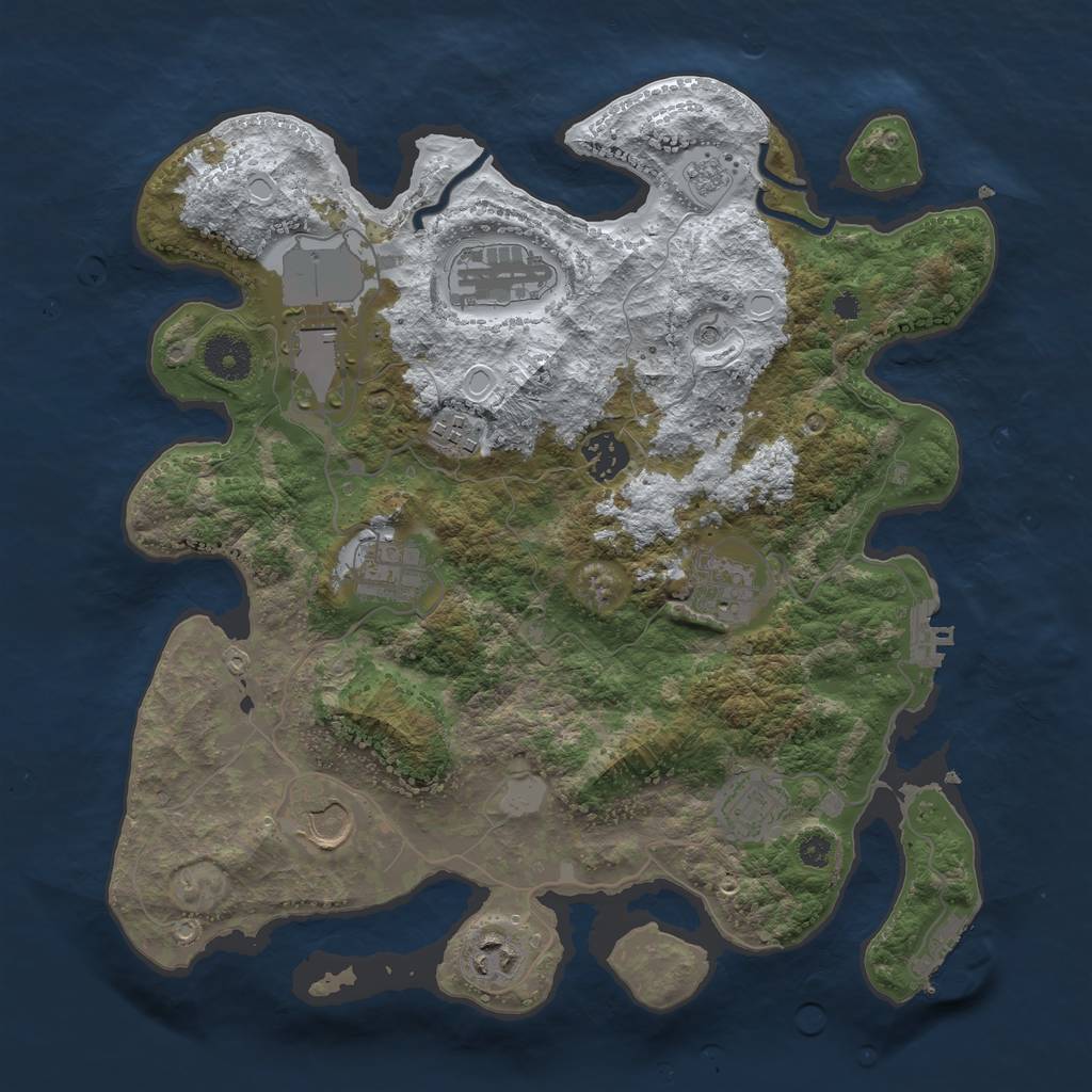 Rust Map: Procedural Map, Size: 3500, Seed: 1722153967, 18 Monuments